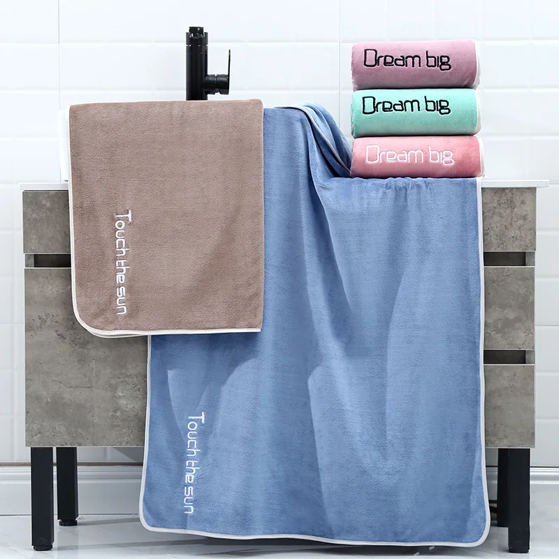 

70*140 Microfiber Bath Towel Thick Edging Soft Cotton Adult Bath Towel Face Towel