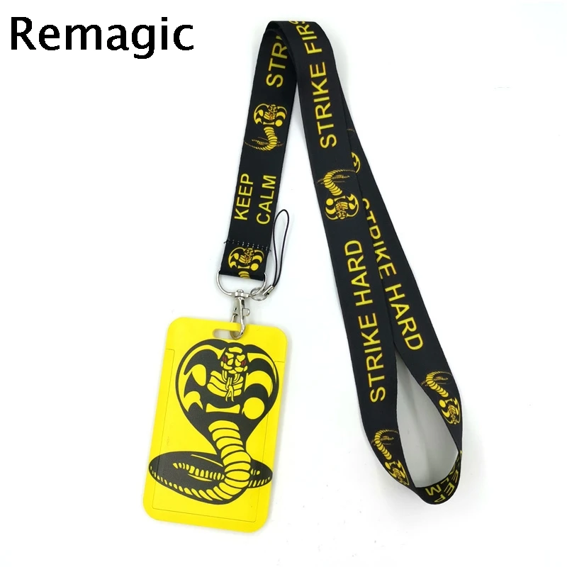 

Cobra Kai змея творческих шнурки держатель для карт для студентов с завязками на шее, телефон на решешке значок метро доступа держатель для карт...