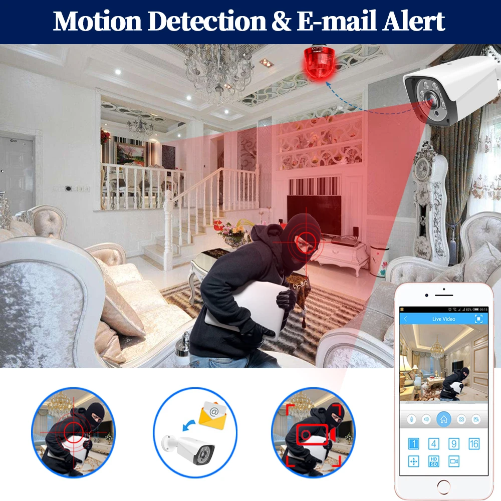 

H.265 48V POE 8CH AI Human Detection Face Record CCTV NVR Two way audio System 5MP 2592*1944P 1/3 inch IP66 POE IP Camera Kit