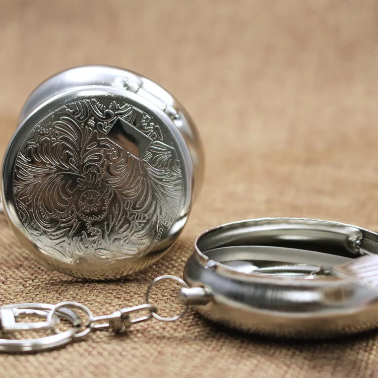 

5pcs Fashion Pocket Stainless Steel Portable Round Cigarette Ashtray With Keychain Party Christmas Gift