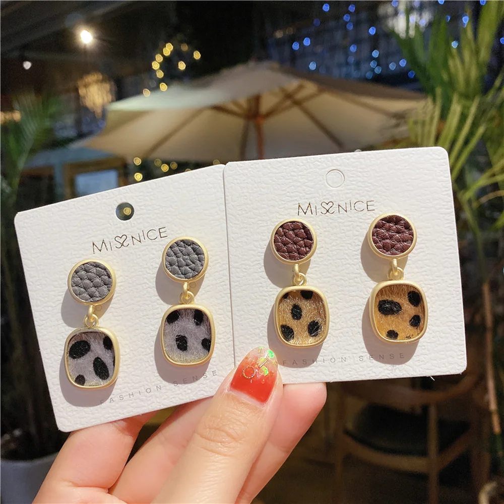 Женские серьги-капельки с леопардовым принтом овальные серьги в Корейском стиле