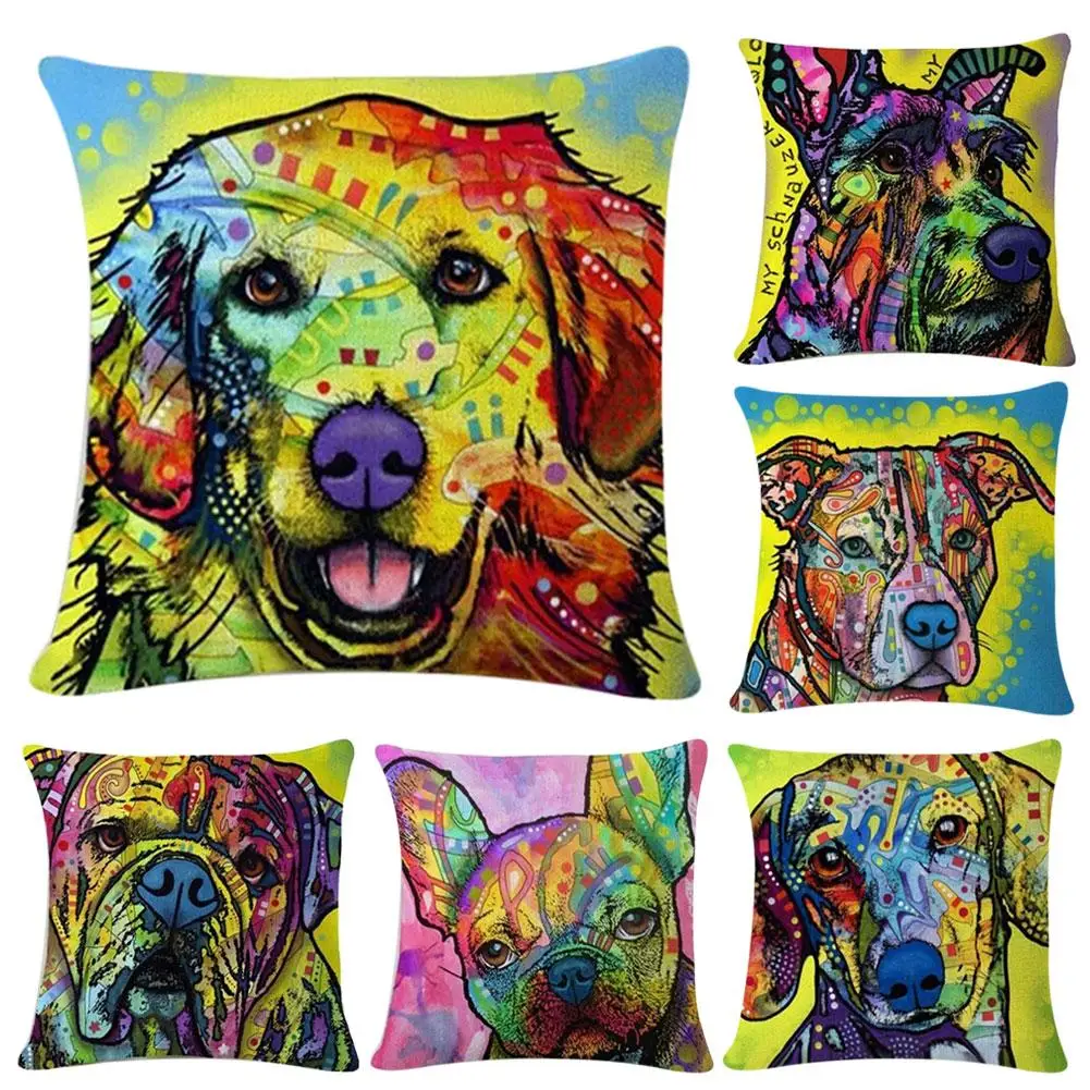 45x45 см льняная Мягкая обложка картина маслом собака узор наволочка спальня