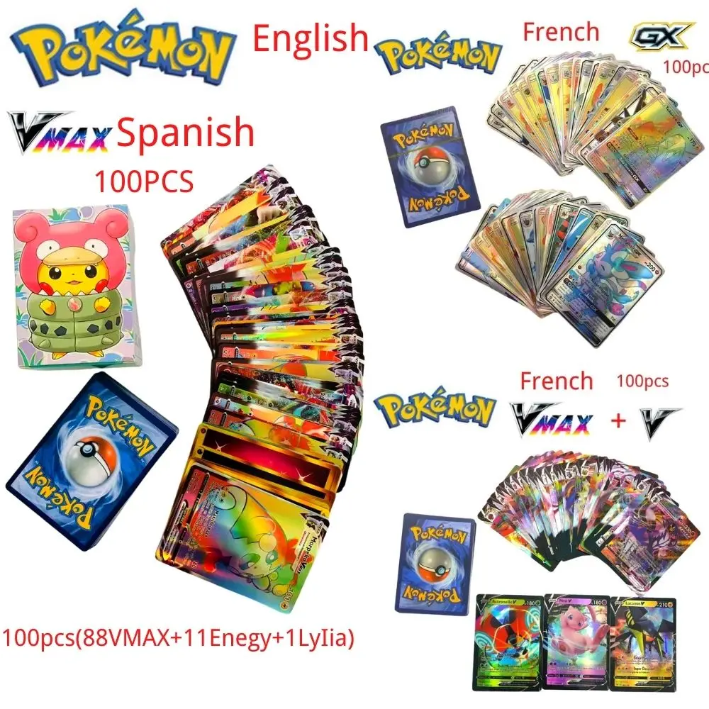 

50-100 шт. Покемон 100 V MAX 100 GX, лидер продаж, Детская битва, английская версия, игровая бирка Team Shining Vmax TOMY, карты покемона