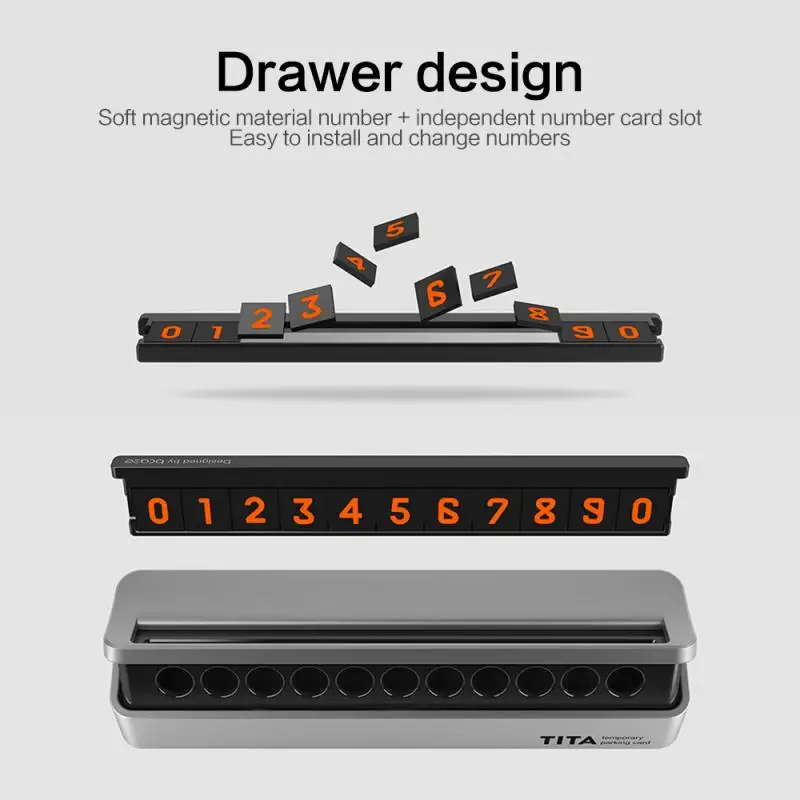 

Car Metal Number Temporary Parking Card Car Number Light Parking Sign Three-dimensional Creative Car Decoration