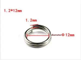 1.2 X 12mm 20 шт./лот, рыболовные кольца из нержавеющей стали, раздельные кольца, высокое качество, крепкое твердое кольцо, приманка, соединительное кольцо, аксессуары для рыбалки - Цвет: 1.2 X 12mm