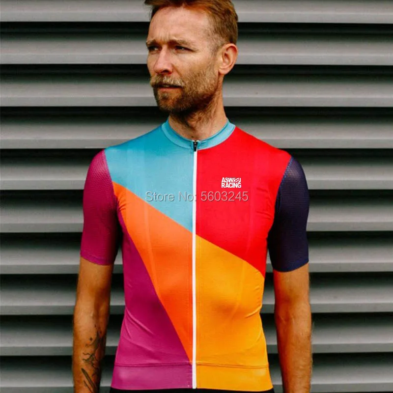 

New colorful race fit cycling jersey men 2020 Air mesh Short sleeve cycling shirt Maillot Ciclismo hombre Breathable sport wear