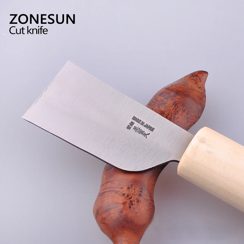 ZONESUN One 1pc DIY Stainless Steel Leather Cutting Knife Craft Tool With Wooden Cutter Hot Sale | Инструменты