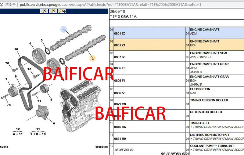 Baifar подлинный Впускной Выпускной распределительный вал впускного отверстия 0801Z0 0801Z1 для peugeot 206 307 408 Citroen C2 TU5JP4S