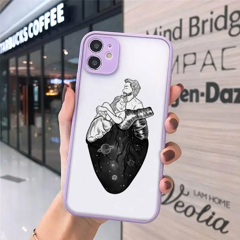 

human heart Creative cartoon Phone Cases Matte Transparent for iPhone 7 8 11 12 s mini pro X XS XR MAX Plus cover funda