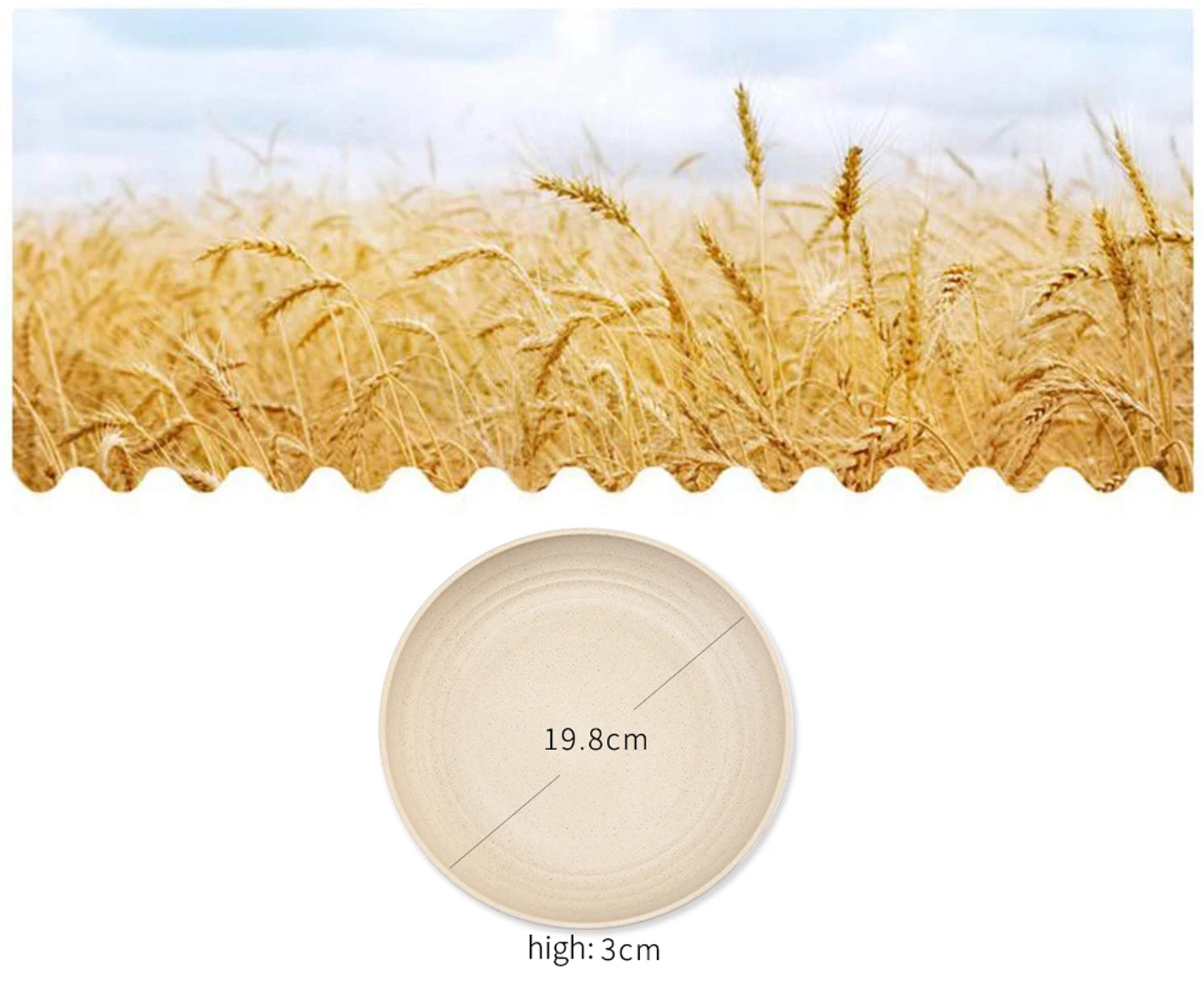 

4pcs/Set Wheat Straw Tableware Reusable Household Tableware Kids Adult Salad Soup Plate Round Dishes Kits