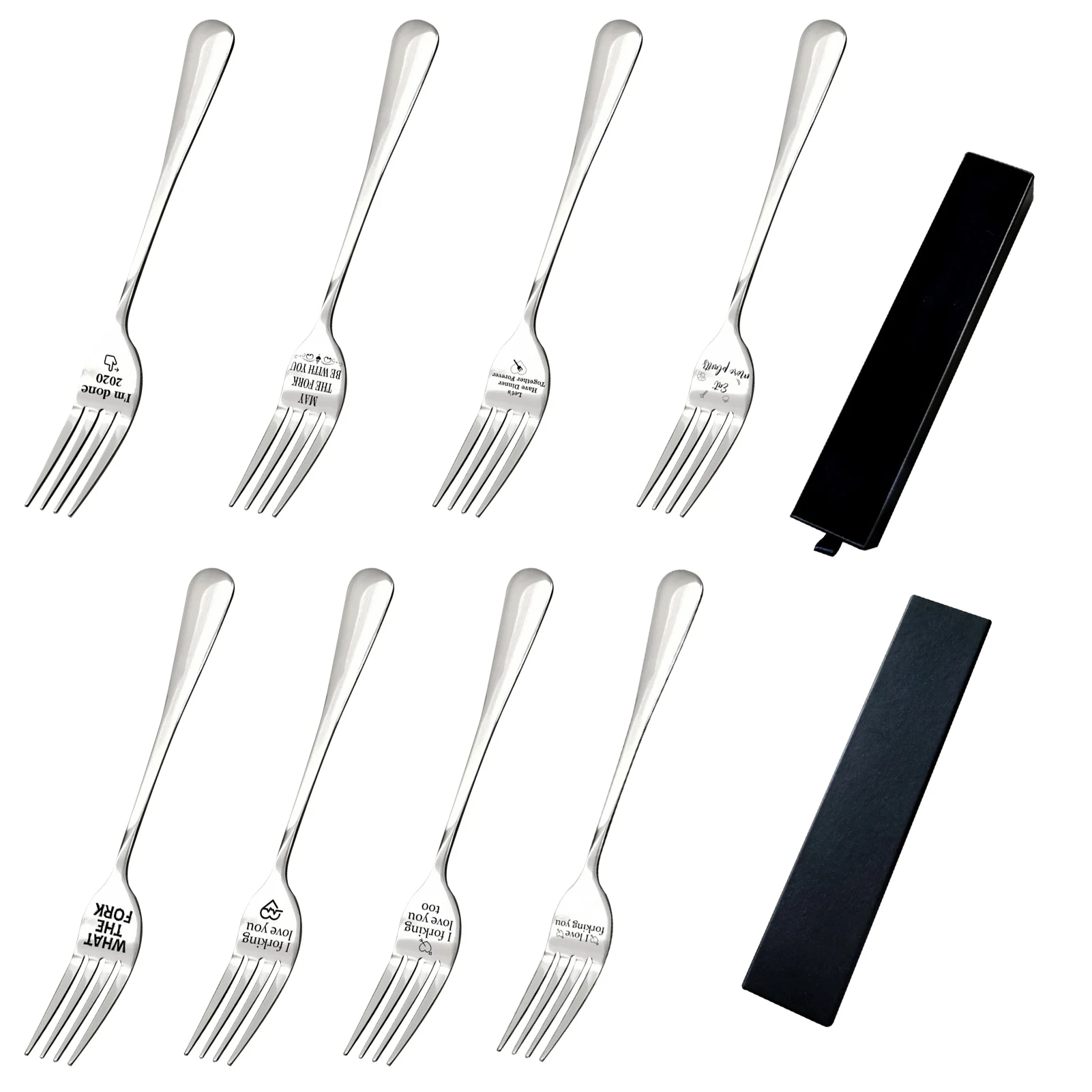 

1 Pcs 304 Stainless Steel Dinner Fork Shovel Shape Long Handle Fork Creative Gift Engraved Letter Dessert Fruit Fork Tableware