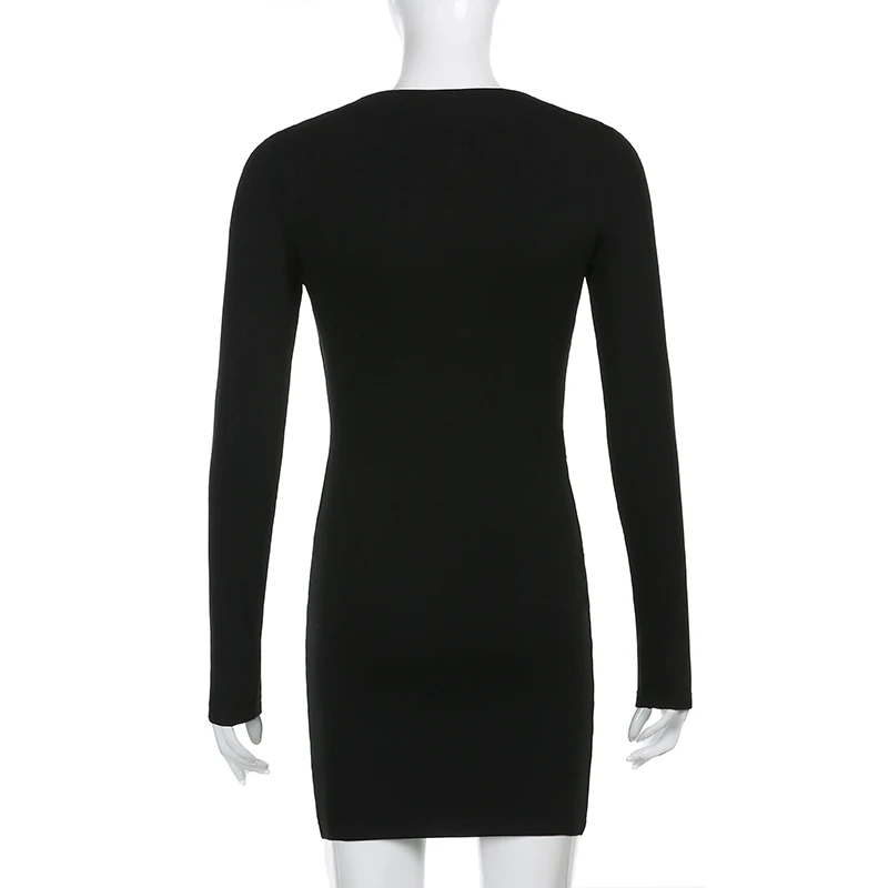 

Ruched Party Dresses For Women Long Sleeve 2021 Casual Black Sundresss Summer Stretch Light Mini Bodycon Elegant Evening Dress
