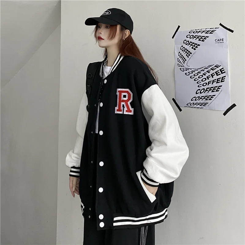 Куртка женская оверсайз свободный модный винтажный спортивный кардиган в стиле