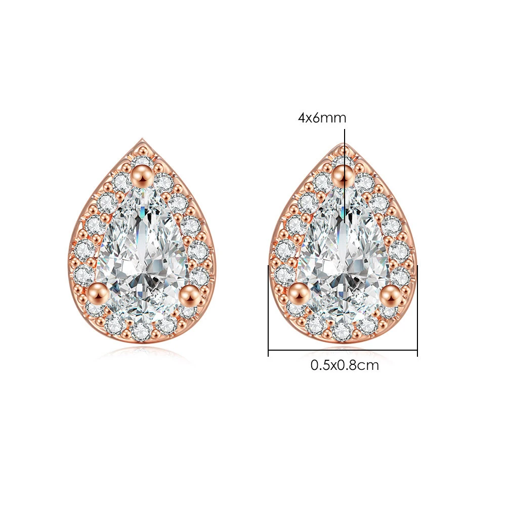 Серьги-гвоздики в форме груши со сверкающими кристаллами с фианитом | Украшения и