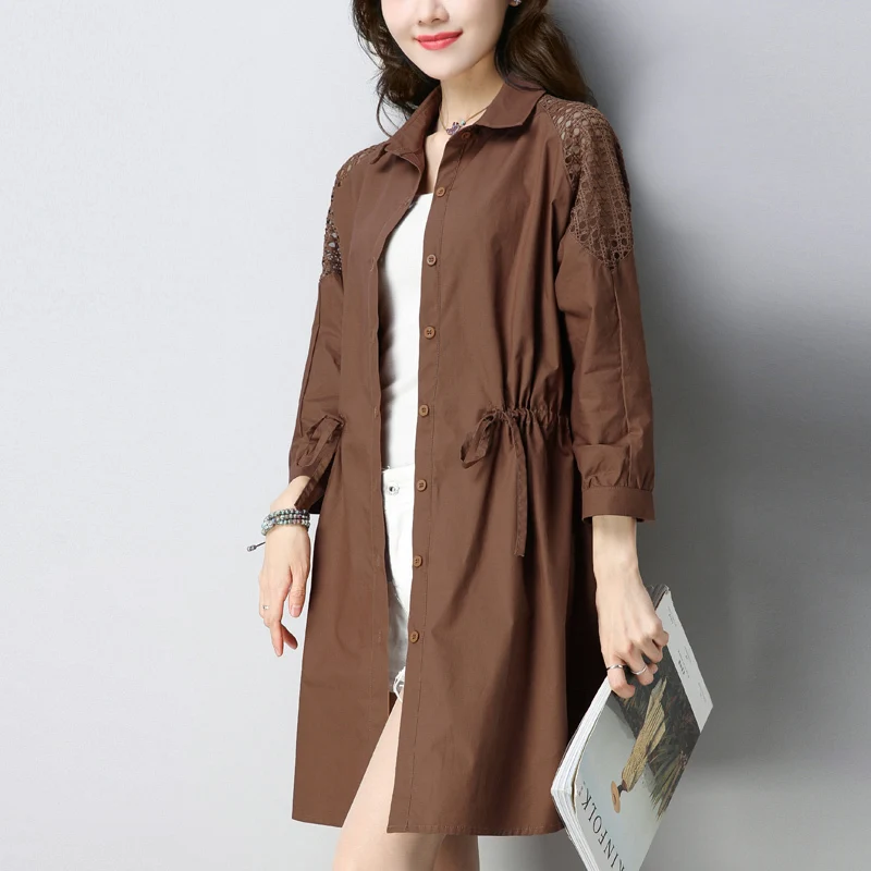 Новейший модный Женский Тренч Длинный свободный стиль пальто для леди