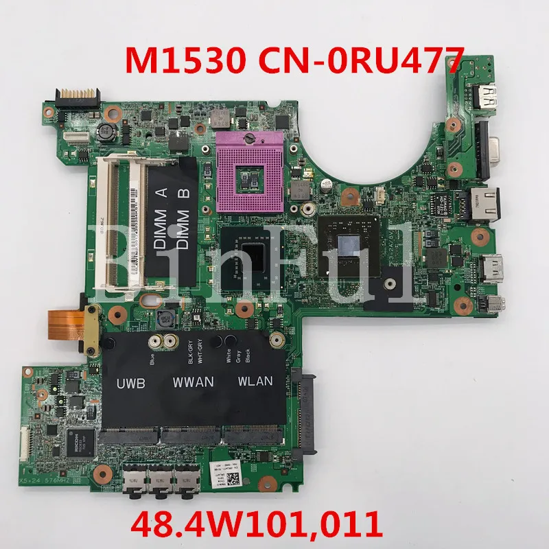 Материнская плата для ноутбука DELL XPS M1530 CN 0RU477 RU477 PM965 48 4w101. 031 G84 601 A2 256M DDR2 100%
