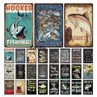 Металлическая подвеска с крючком для рыбалки, плакат для рыбалки, Классический плакат для рыбы, лосося, летающая железная живопись, паб, бар, уличный Декор