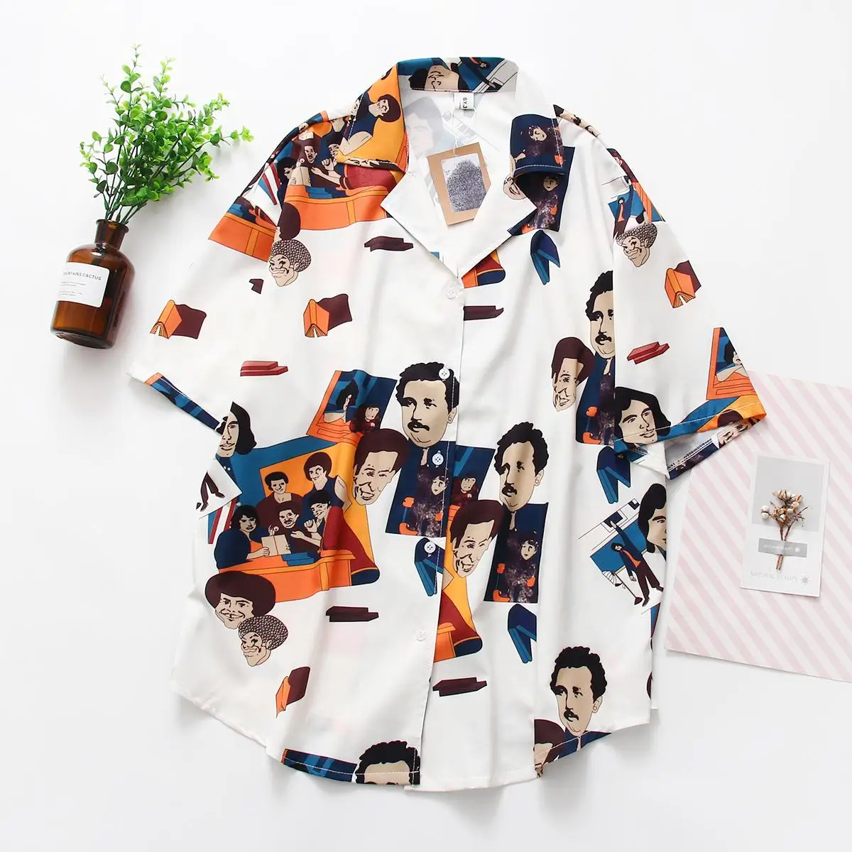 Женская блузка в стиле Харадзюку летняя с коротким рукавом и мультяшным принтом