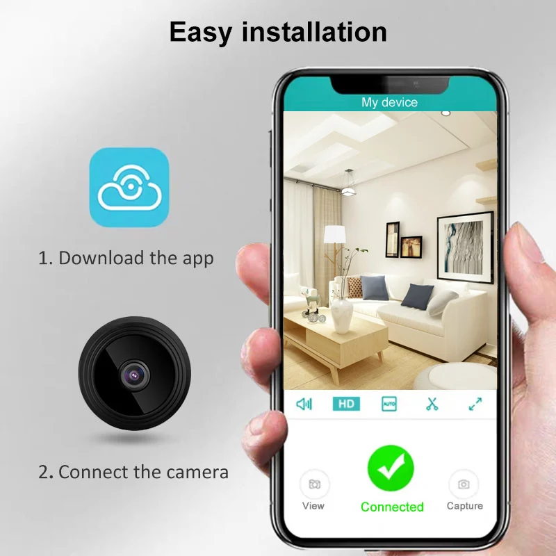 Беспроводная домашняя камера 1080P HD с функцией ночного видения видеоняня Wi-Fi
