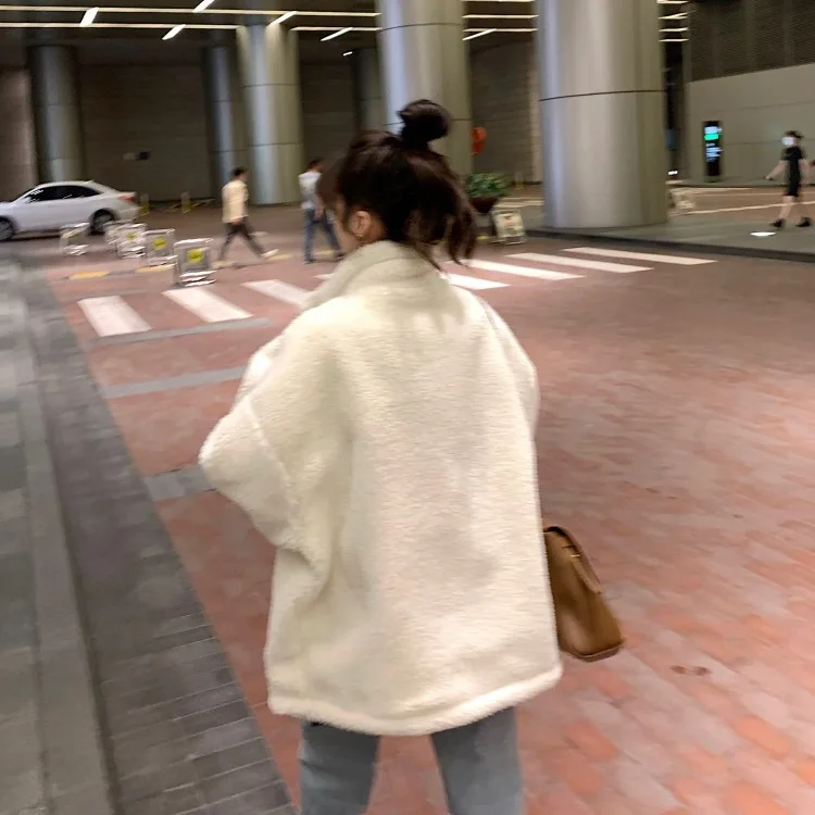 

FNOCE new winter women's coats down jackets fashion youth streetwear solid long sleeve slim loose zipper plus velvet warm coats