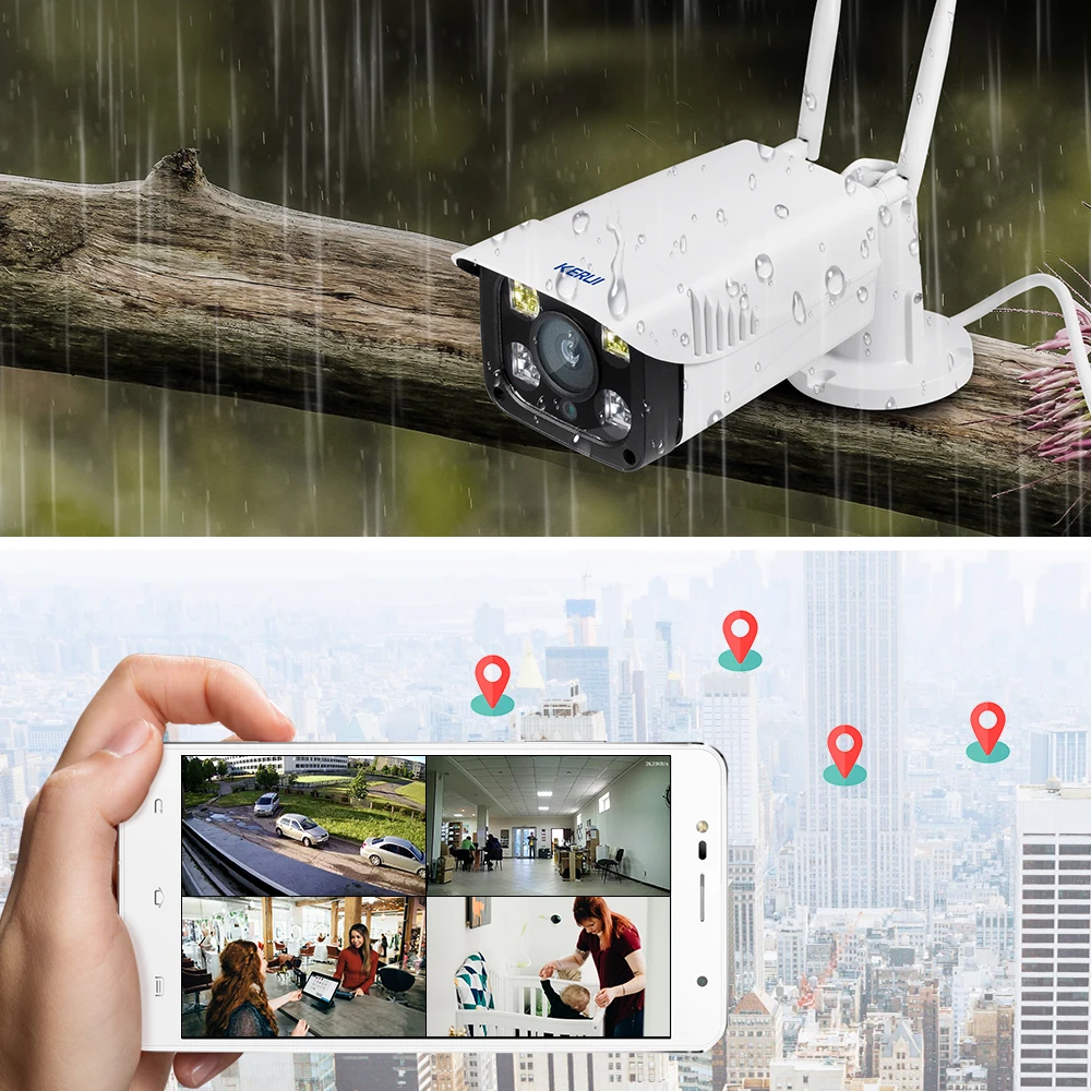 KERUI смарт-камера с Wi-Fi IP CCTV Беспроводная P2P камера безопасности Открытый IP66 водонепроницаемый SD карта хранения Ночной монитор для зрения