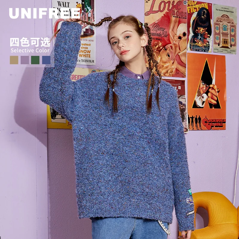 

Женский свитер UNIFREE 2021, пуловер, женская вязаная свободная вязаная верхняя одежда с длинным рукавом, женские зимние свитера