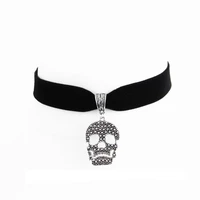 black velvet choker with silver color skull charm skull choker gothic choker gothic jewelry goth choker