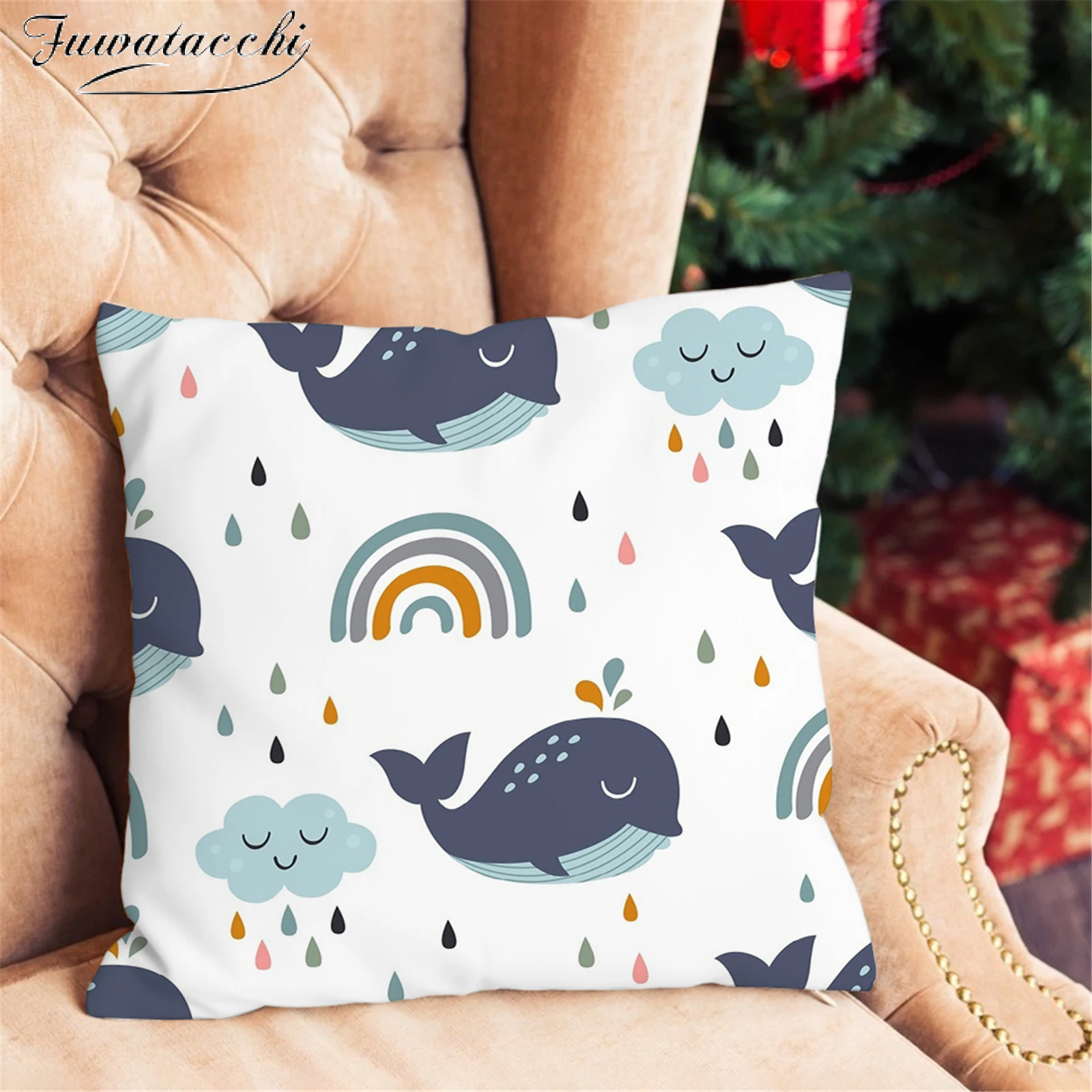 

Fuwatacchi Pillowcover Cushion Cover Cartoon Animal Pattern Print Pillowcase Bedroom Decorative Polyester Decor Home Pillow Case