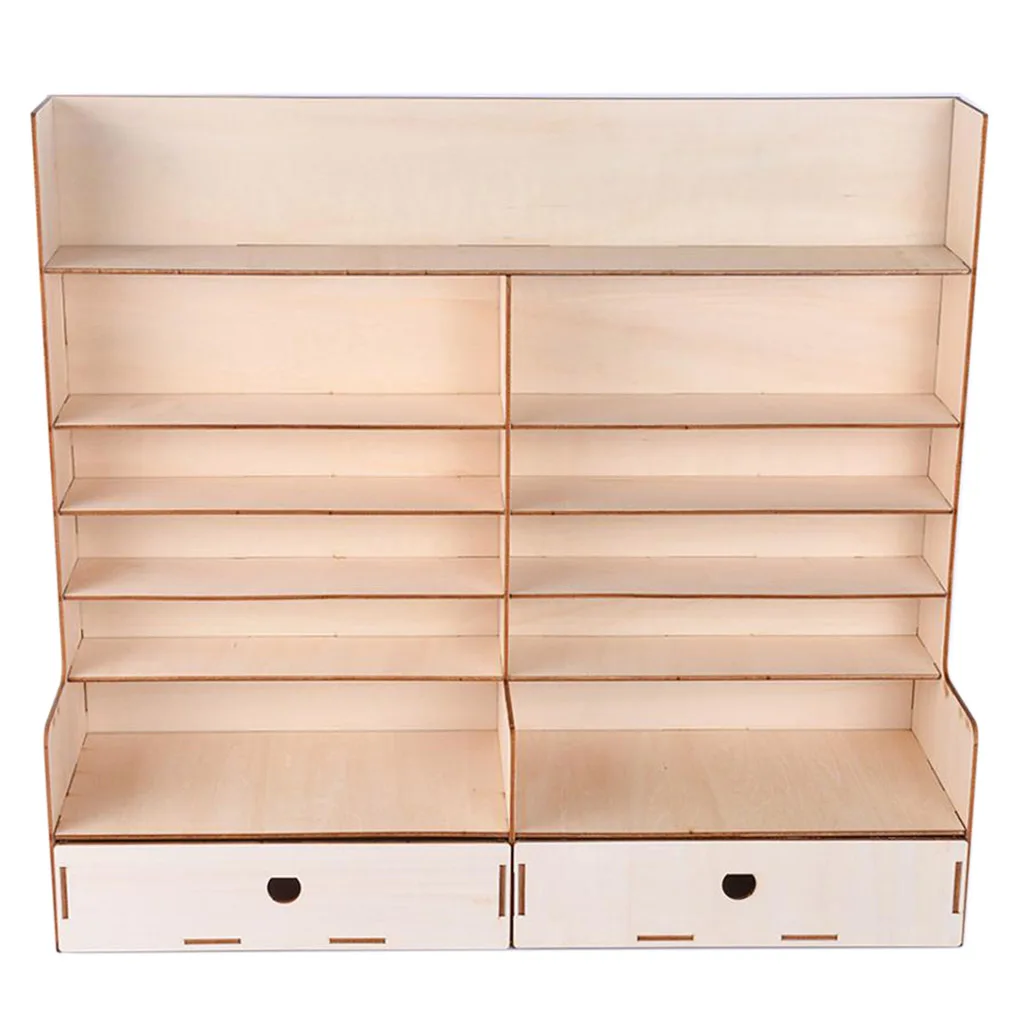 

Unfinished Wooden Rack Wooden Craft Paint Storage Rack with Drawer Solid Wood