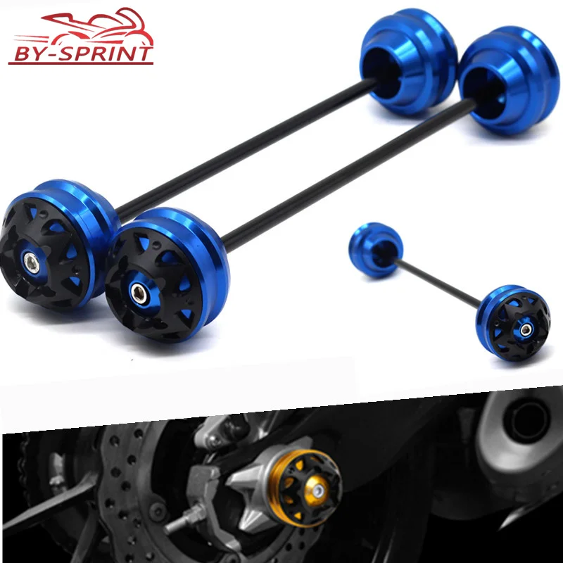 цена Motorcycle CNC Front & Rear Axle Fork Wheel Falling Protector Crash Sliders Cap Pad For BMW S1000R S1000RR S1000XR 2009-2020