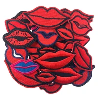 510 embroidery lip patches for clothing iron on patch mouth appliques stickers sewing fabric diy accessories