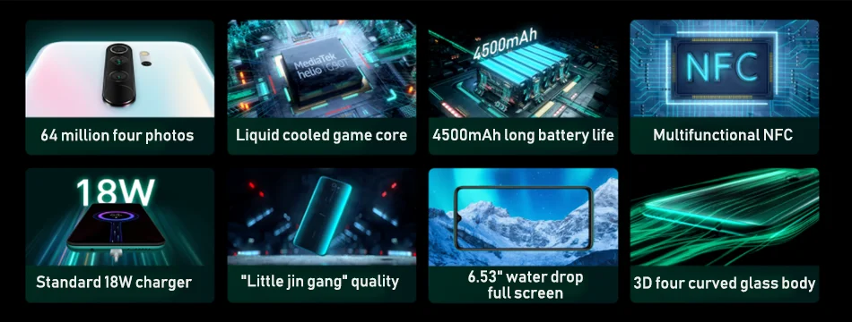Xiaomi Redmi Note 8 Pro с глобальной версией, 6 ГБ ОЗУ, 128 Гб ПЗУ, 64 мп, четырехъядерный смартфон MTK Helio G90T, четыре ядра, 4500 мА/ч