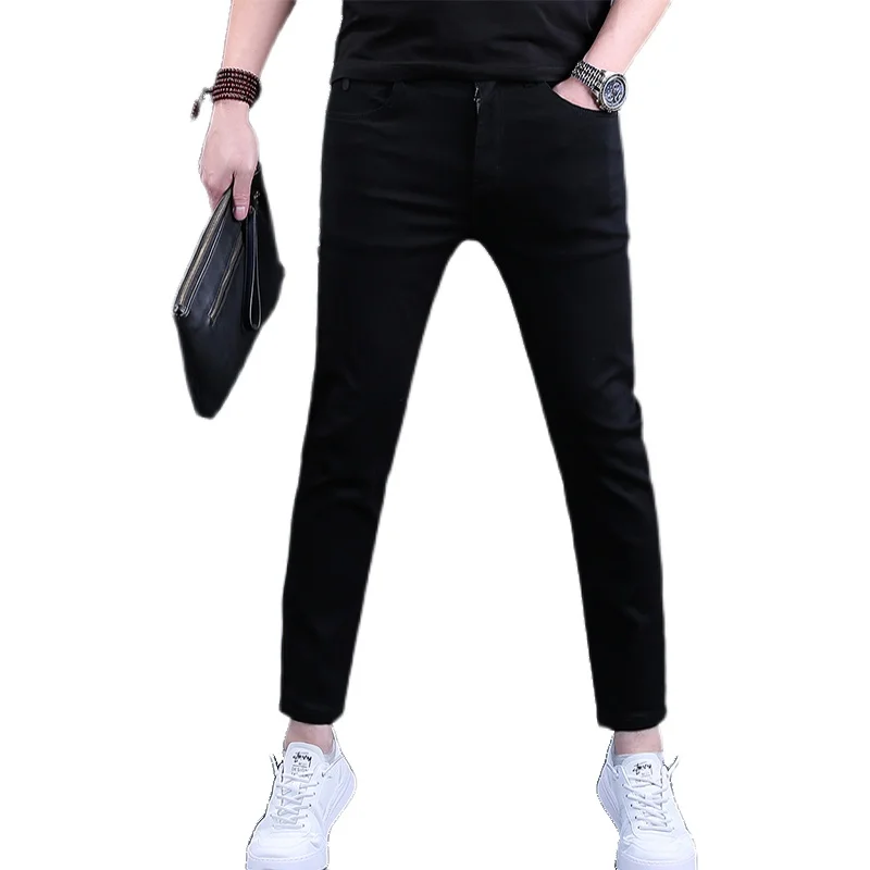 Men's Jeans Summer Casual Slim Fit Pencil Pants Cowboy Mens Streetwear Korean Thin Black Trousers