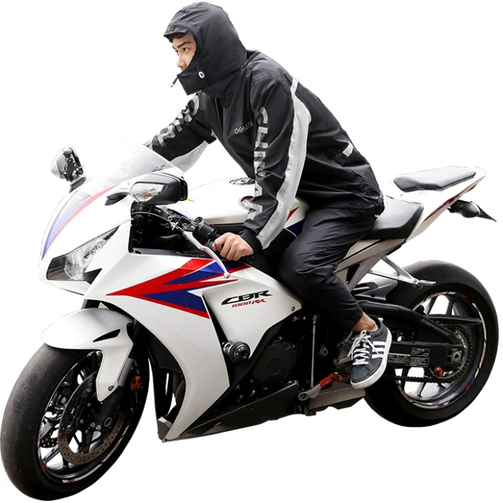Waterproof Men Motorcycle Raincoat Suit For Adults Outdoor Hooded Windproof Super Light Breathable Jacket Pants Biker Rainwear 6