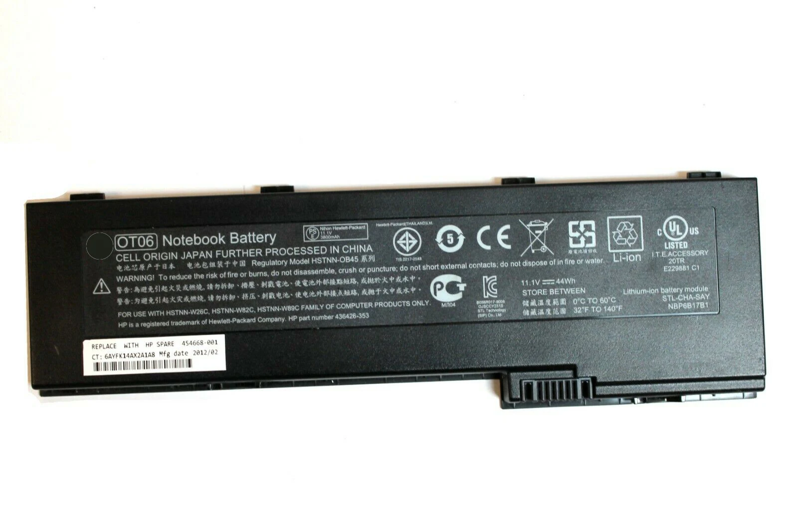 

11.1V 44WH New Laptop Battery for HP EliteBook HSTNN-OB45 OT06 2710p 2730 2740p 2760p series HSTNN-XB45