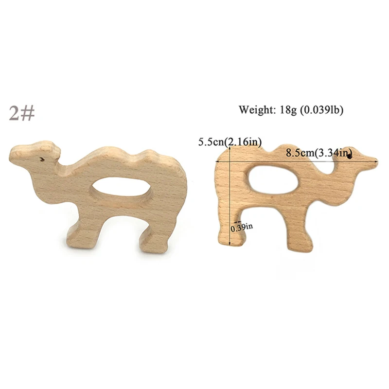 Mordedor de seguridad con forma de Animal para beb&eacute;, juguetes de dentici&oacute;n de grado alimenticio, haya, mordedura de beb&eacute;, Color madera, cuidado Dental, 1 unidad-3