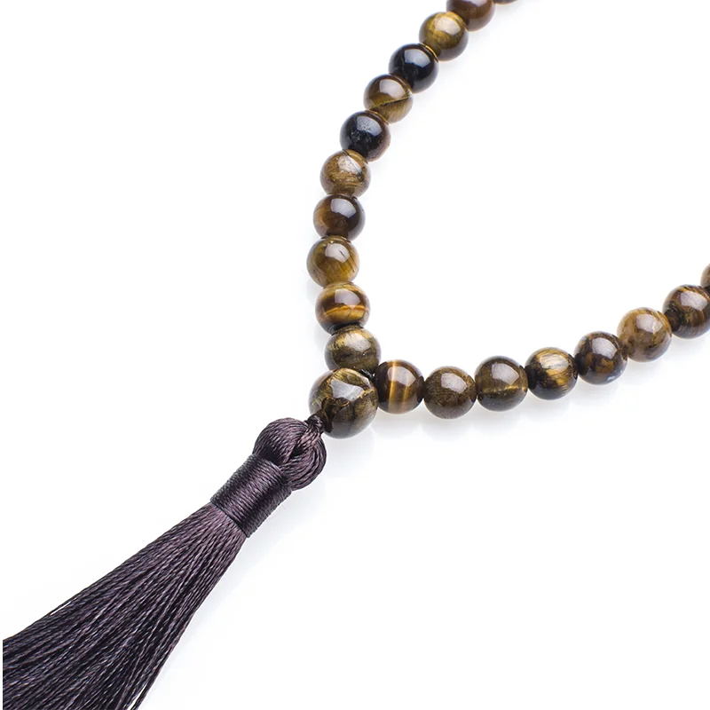 Исламский женский браслет 8 мм натуральный желтый тигровый глаз 33 бусины