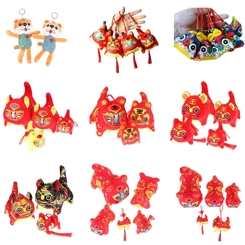 2022 китайский новый год знаки зодиака набивной тигр талисман кукла украшения на