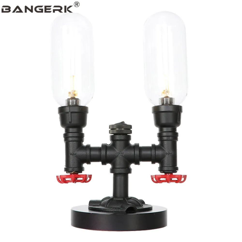 Двойной Лофт Декор настольная стеклянная лампа железная водопроводная