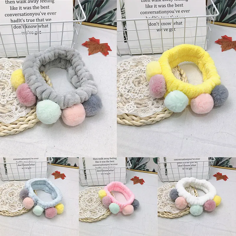 

Coral Fleece Headband Colorful Hair Ball DIY For Washing Face Spa Turban Hair Bands Makeup Shower Hairband Elastic Head Wrap
