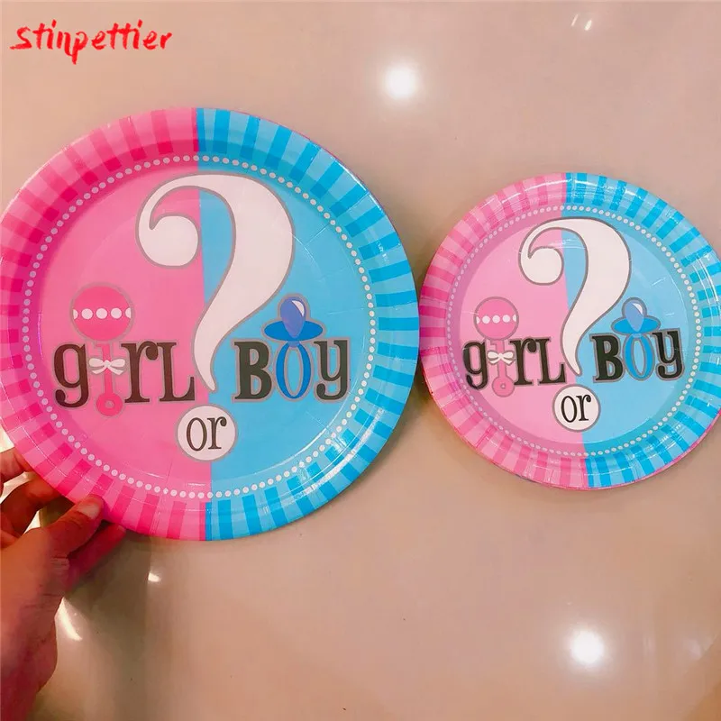 Одноразовая посуда розовый синий мальчик или девочка баннер Соломинки торт
