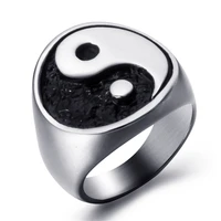 elfasio chinese yin yang rings mens stainless steel symbol vintage jewelry