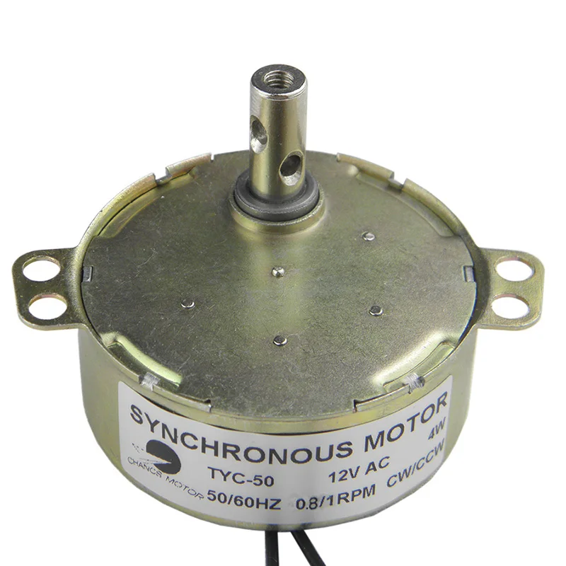 

TYC-50 Synchronous Motor 12V AC 0.8/1RPM CW/CCW High Torque motor 4W Permanent Magnet Gear Motor