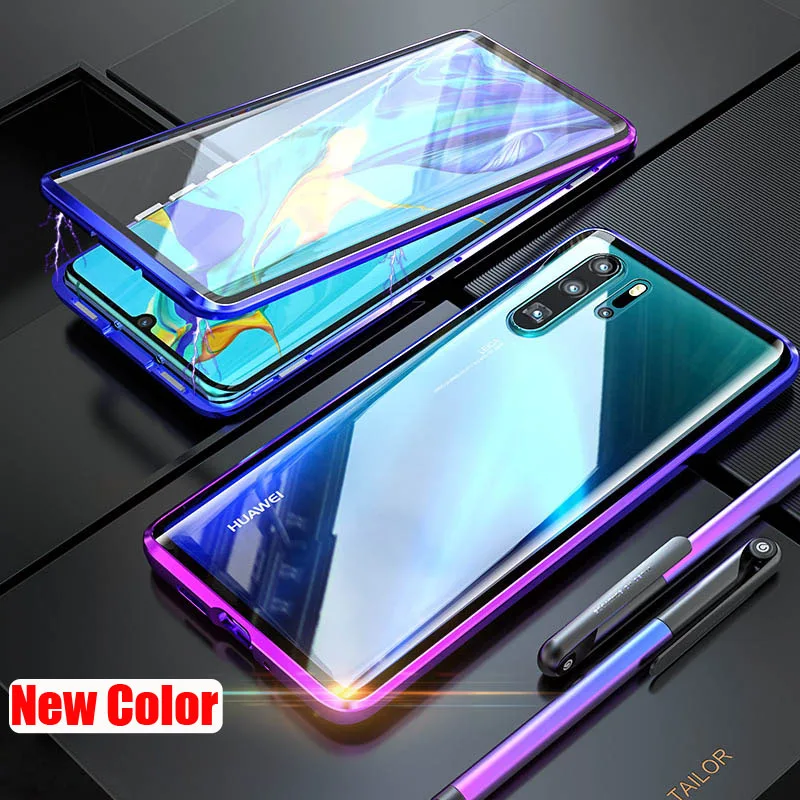 Gradient Blue Роскошный защитный Магнитный чехол на весь корпус для huawei P30 Pro P20 mate 20 Pro 360, чехол из закаленного стекла на заднюю панель huawei P30Pro - Цвет: Gradient Blue