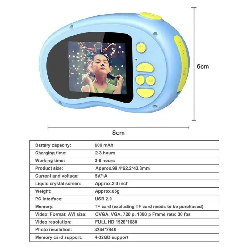 Компактная цифровая мини-камера HD 1080P 2 0 дюйма с ЖК-дисплеем для детей Подарочная