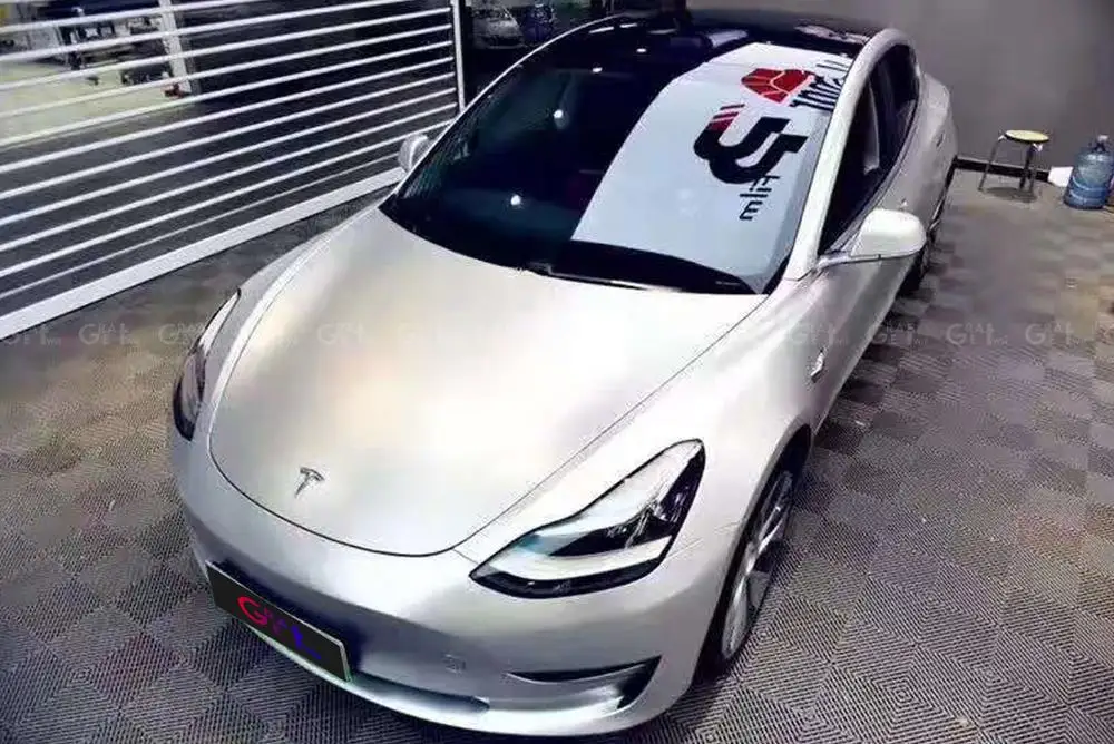 Premium Lightning Satin Metallic Silver Vinyl Wrap Film Frozen Car Foil For Sticker FAMEWILL Air Free 1.52x20M/Roll | Автомобили и