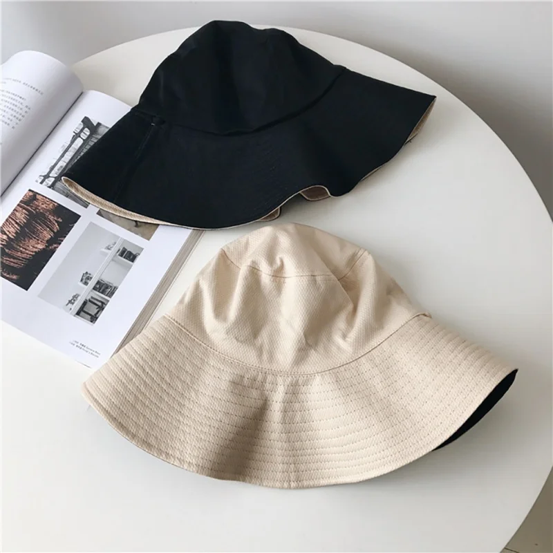 

Solid Color Outdoor New Arrival Pure color Fishing Caps Wild Retro Big Eaves Double-Sided Wearing a Fisherman Hat 2019