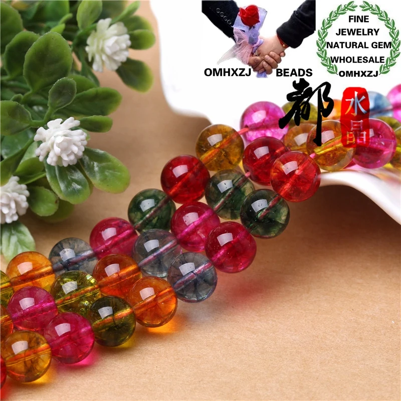 

OMHXZJ Wholesale ZB297 6 8 10 12mm DIY Bracelet Necklace Jewelry Accessories Components Natural Stone Popcorn Quartz Round Beads