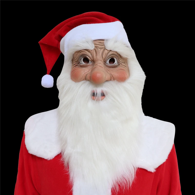 Маска Grinch, маскарадные костюмы Санта-Клауса, шлем лося, как Grinch украли, рождественские реквизиты с зелеными волосами для мужчин, детей, взрослых - Цвет: Santa Claus Mask