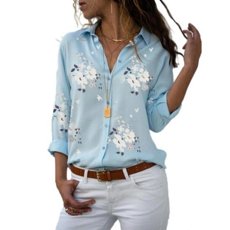 

Long Sleeve Women Blouses 2021 Plus Size Turn-down Collar Blouse Shirt Casual Tops Elegant Work Wear Chiffon Shirts 5XL